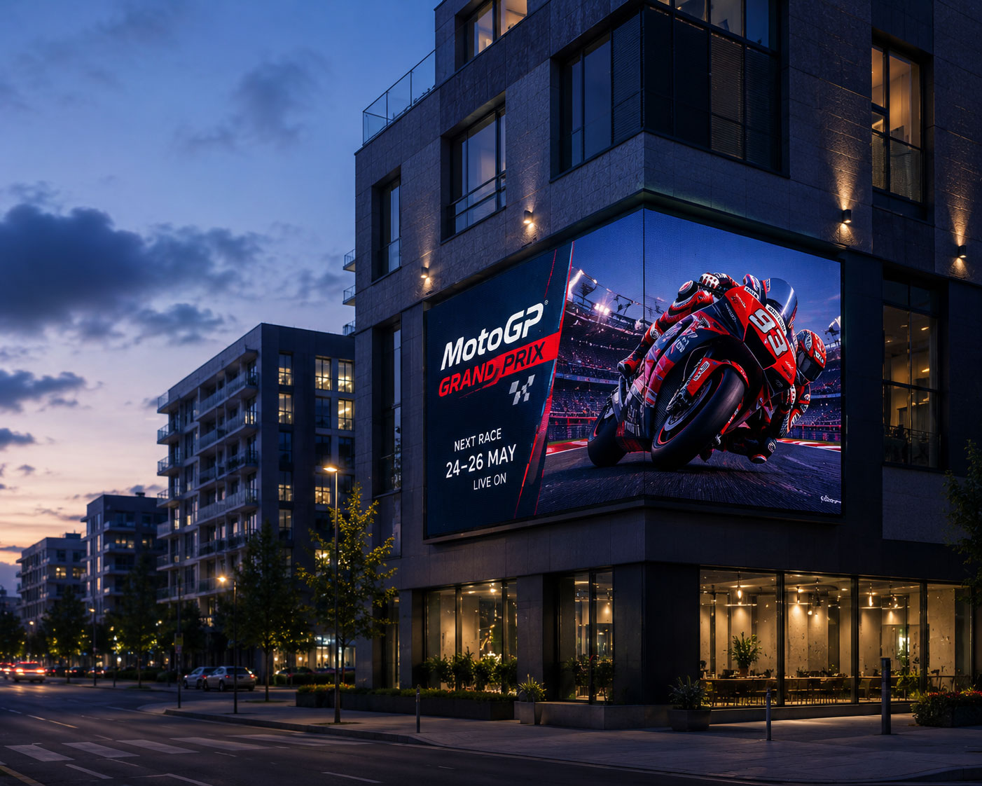 Rohová a kreativní instalace LED obrazovky