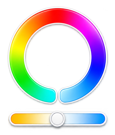 Symbol RGB+CCT ovládání s barevným kolečkem a nastavením teploty bílé